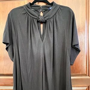 RACHEL ROY Twist Neck Keyhole Knit Blouse in Black - Size 2X